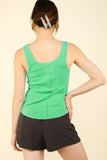 VERY J Washed Ribbed Tank with Placket Detail - Trendsi