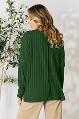 Basic Bae Full Size Ribbed Round Neck Slit Knit Top - ShopBasicbae - Flyclothing LLC
