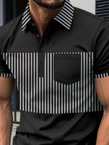Men's Full Size Collared Contrast Striped Polo Plus Size - Trendsi - Flyclothing LLC