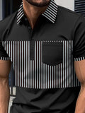 Men's Full Size Collared Contrast Striped Polo Plus Size - Trendsi