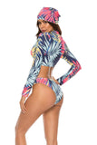 Printed Zip Up Three-Piece Swim Set - Trendsi - Flyclothing LLC