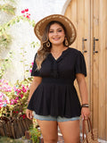 Plus Size Notched Short Sleeve Blouse - Trendsi