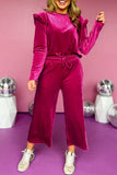 Frill Round Neck Long Sleeve Top and Pants Set - Trendsi - Flyclothing LLC