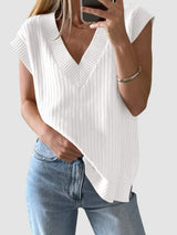Mandy Ribbed V-Neck Sweater Vest - Trendsi - Flyclothing LLC