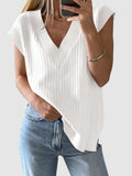 Mandy Ribbed V-Neck Sweater Vest - Trendsi - Flyclothing LLC