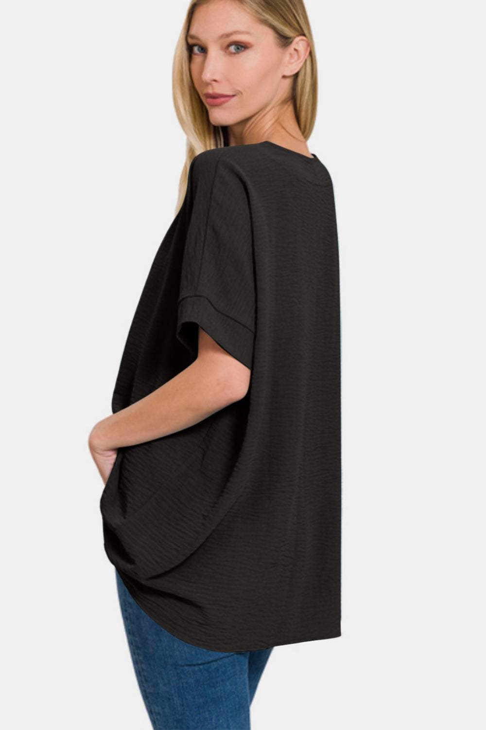 Zenana Full Size V-Neck Short Sleeve Top - Trendsi - Flyclothing LLC