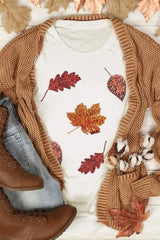 Maple Leaf Round Neck Short Sleeve T-Shirt - Trendsi - Flyclothing LLC