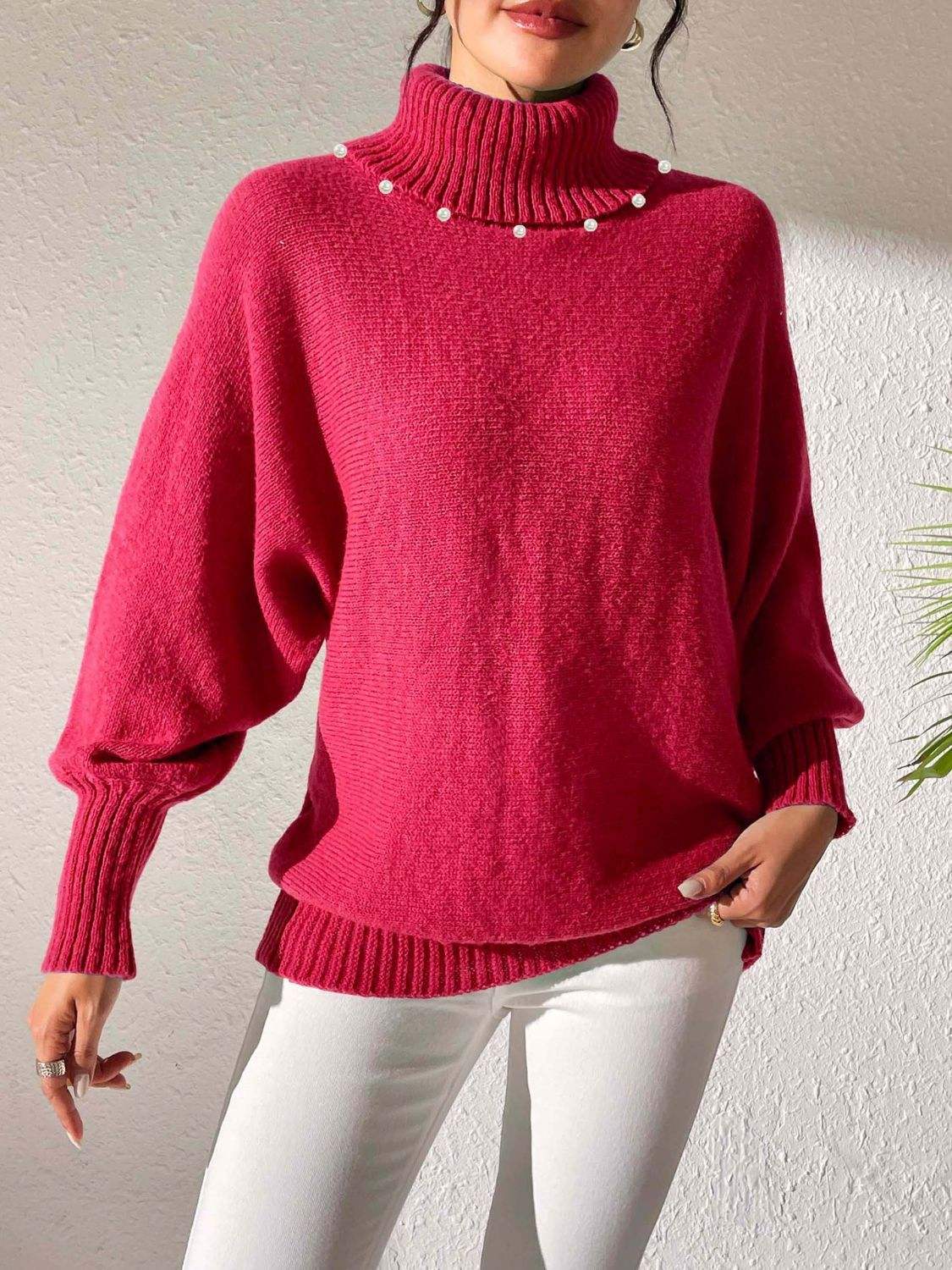 Turtleneck Long Sleeve Sweater - Trendsi - Flyclothing LLC