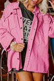 Raw Hem Pearl Trim Dropped Shoulder Denim Jacket - Trendsi - Flyclothing LLC