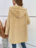 Fuzzy Button Up Hooded Jacket - Trendsi - Flyclothing LLC