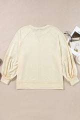 Slit Notched Long Sleeve Blouse - Trendsi - Flyclothing LLC