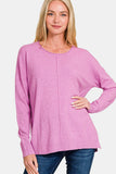 Zenana Front Seam Round Neck Sweater - Trendsi
