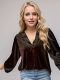 V-Neck Three-Quarter Sleeve Blouse - Trendsi - Flyclothing LLC
