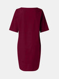 Full Size Round Neck Half Sleeve Dress with Pockets - Trendsi - Flyclothing LLC
