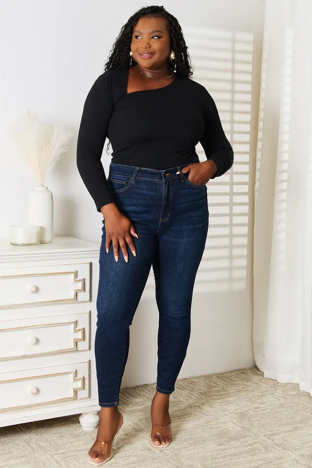 Basic Bae Asymmetrical Neck Long Sleeve Top - ShopBasicbae - Flyclothing LLC
