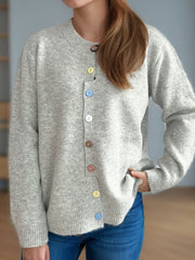 Button Down Long Sleeve Cardigan - Trendsi