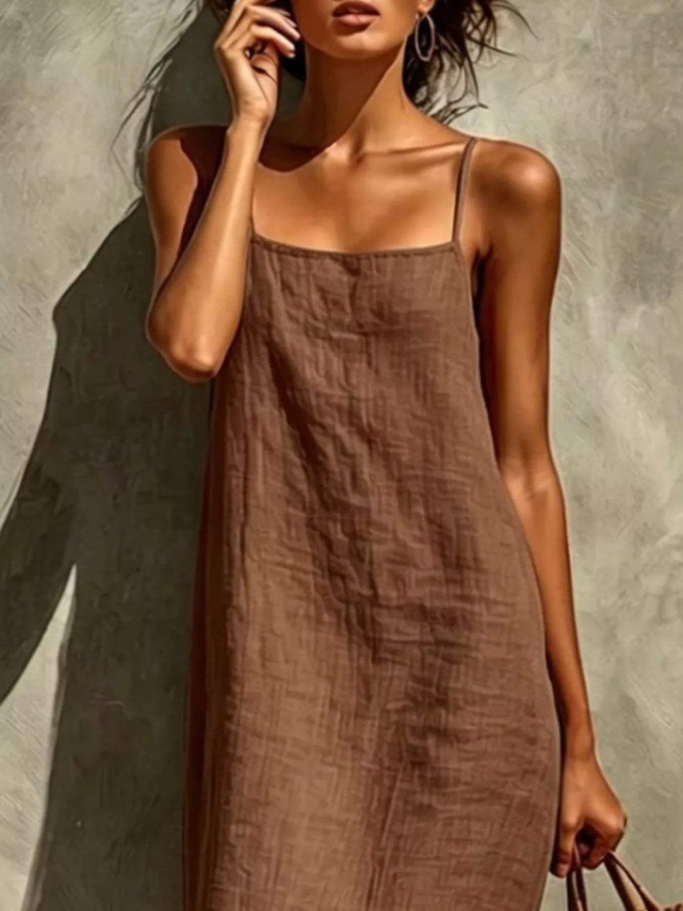 Sleeveless Linen Casual Maxi Dress - Trendsi - Flyclothing LLC