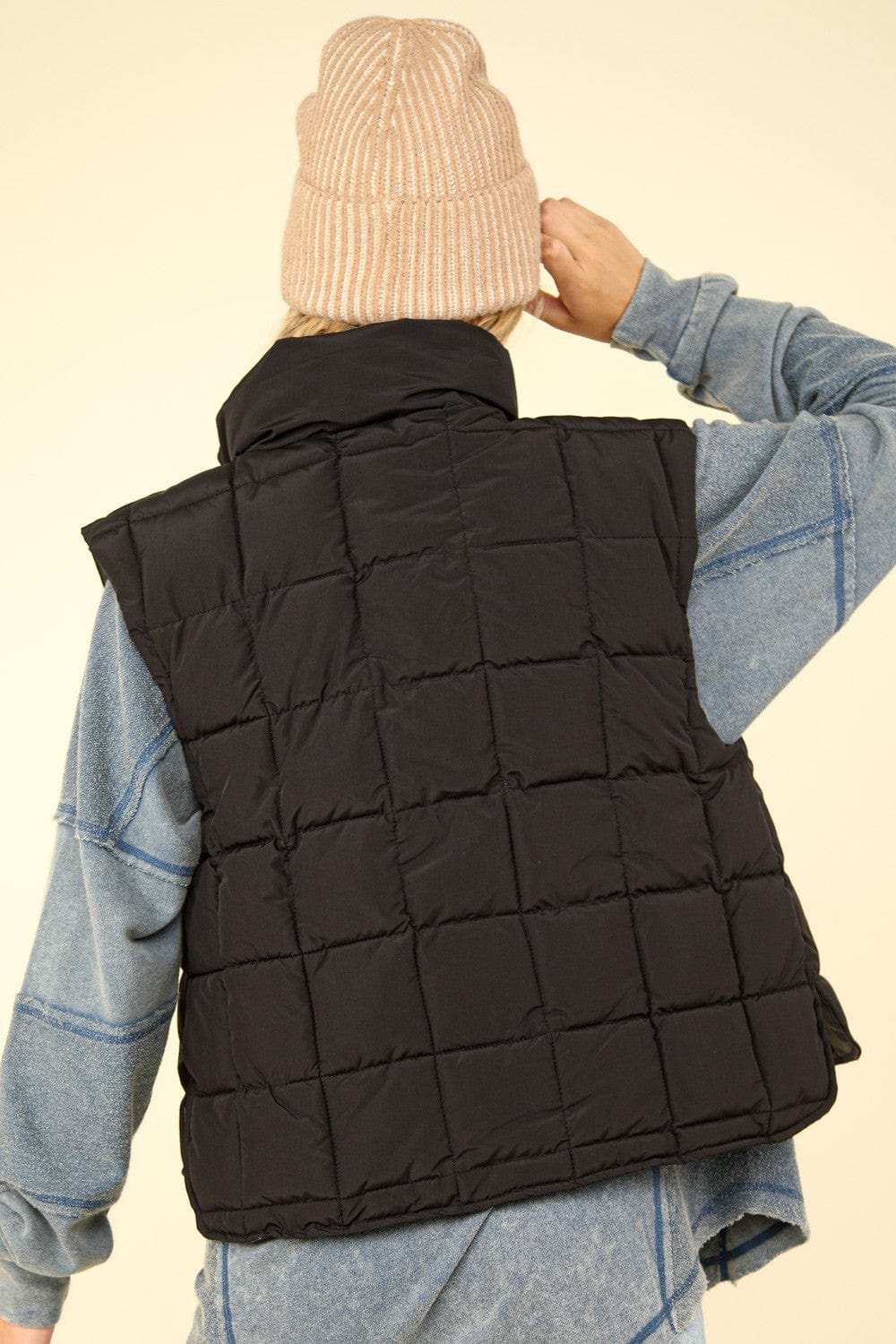 VERY J Zip Up Puffer Padded Warm Vest - Trendsi - Flyclothing LLC
