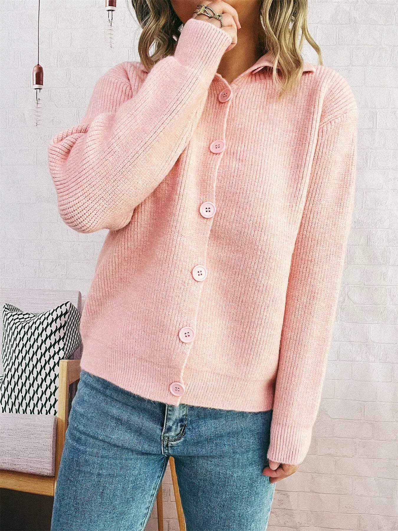 Ribbed Button-Up Cardigan - Trendsi - Flyclothing LLC