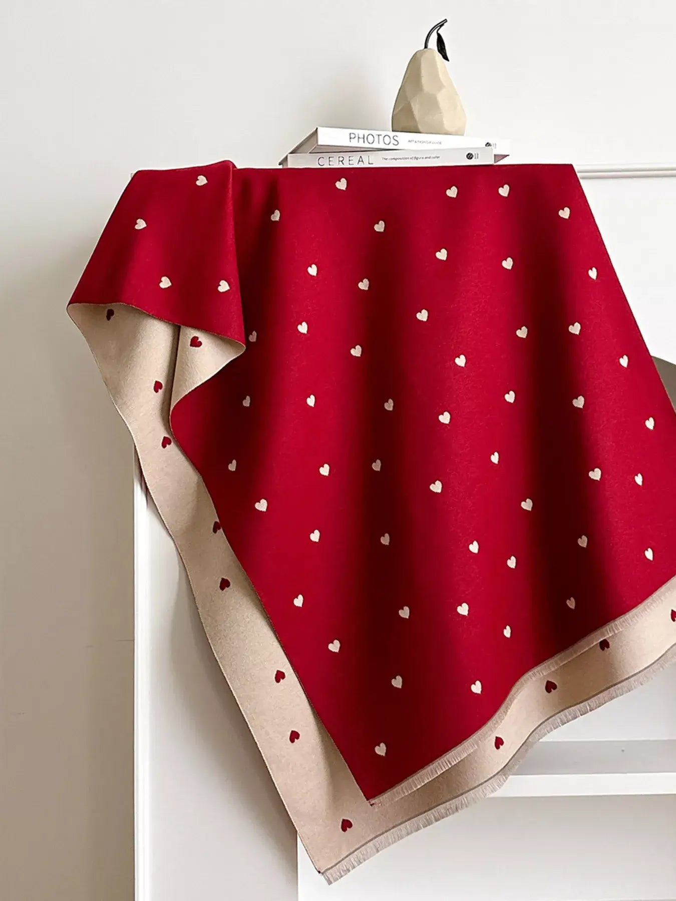 Heart Raw Hem Scarf - Trendsi - Flyclothing LLC