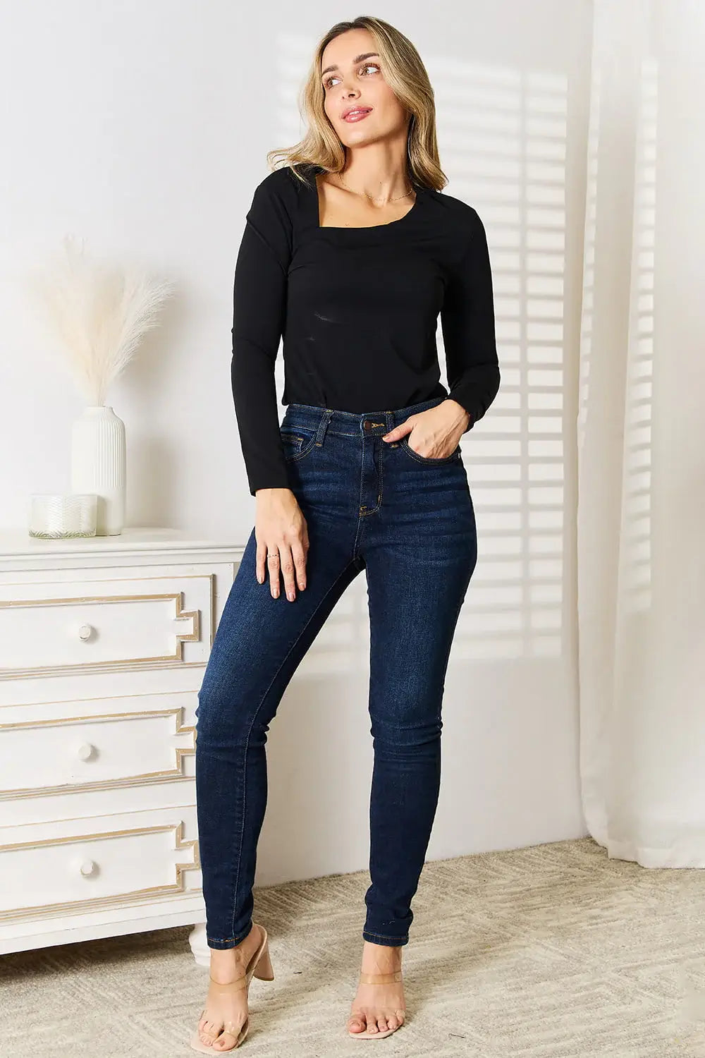 Basic Bae Asymmetrical Neck Long Sleeve Top - ShopBasicbae - Flyclothing LLC