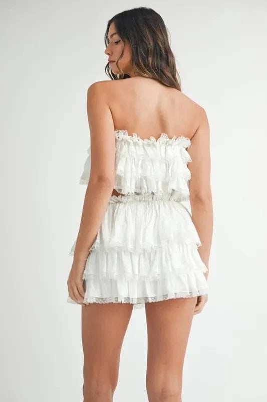 MABLE Ruffle Layered Crop Top and Mini Skirt Set - Trendsi - Flyclothing LLC