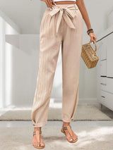 Tied High Waist Pants - Trendsi - Flyclothing LLC