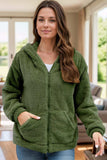 Zip Up Long Sleeve Fuzzy Hooded Outerwear - Trendsi - Flyclothing LLC