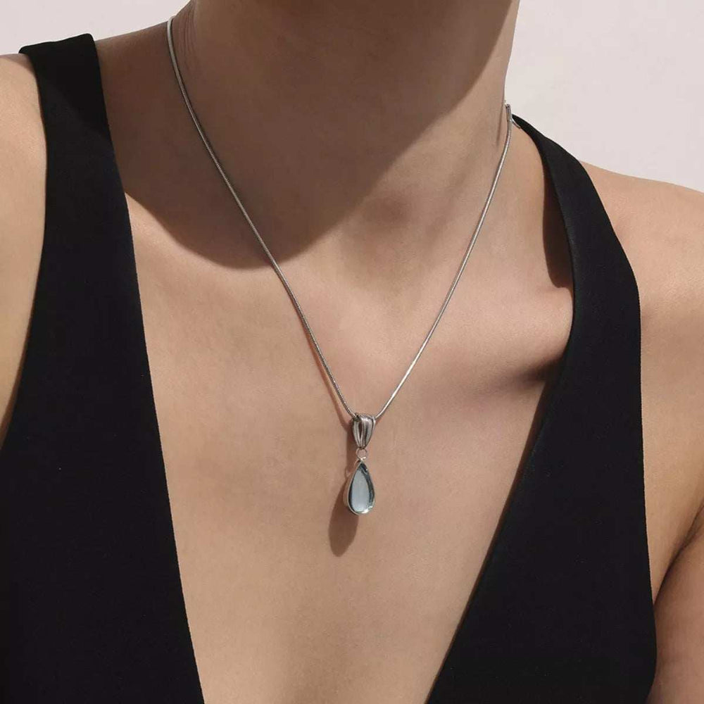Stainless Steel Teardrop Necklace - Trendsi - Flyclothing LLC