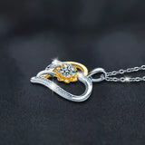 1 Carat Two Tone Heart-Shaped Pendant Necklace - Trendsi - Flyclothing LLC