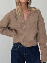 Zip Up Long Sleeve Cardigan - Trendsi - Flyclothing LLC