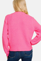 Zenana Button Down Long Sleeve Sweater Cardigan - Trendsi - Flyclothing LLC