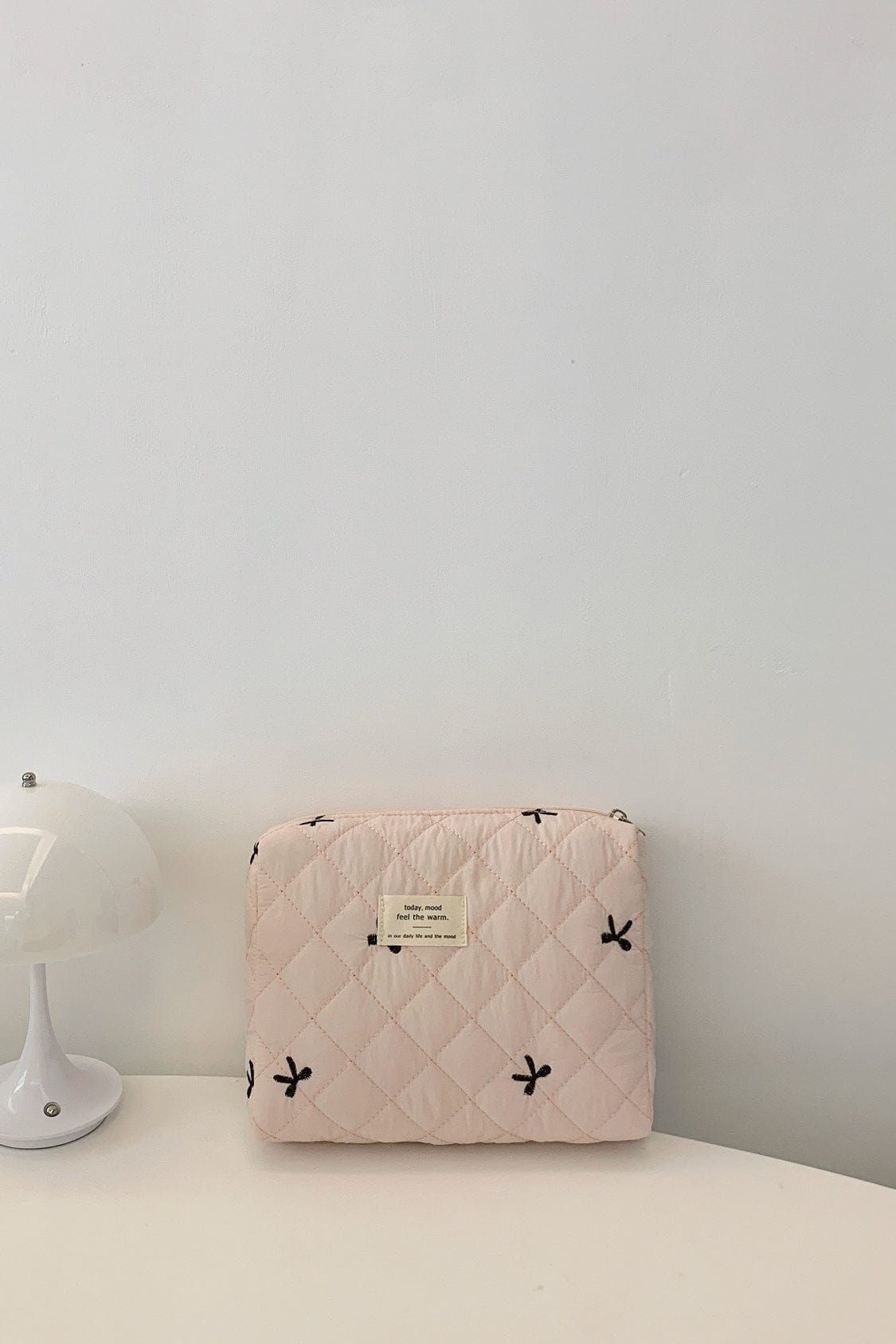 Bow Embroidered Quilted Storage Bag - Trendsi