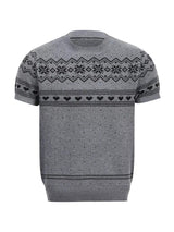 Men's Short-Sleeve Knit Top with Fair Isle and Heart Pattern - Trendsi - Flyclothing LLC