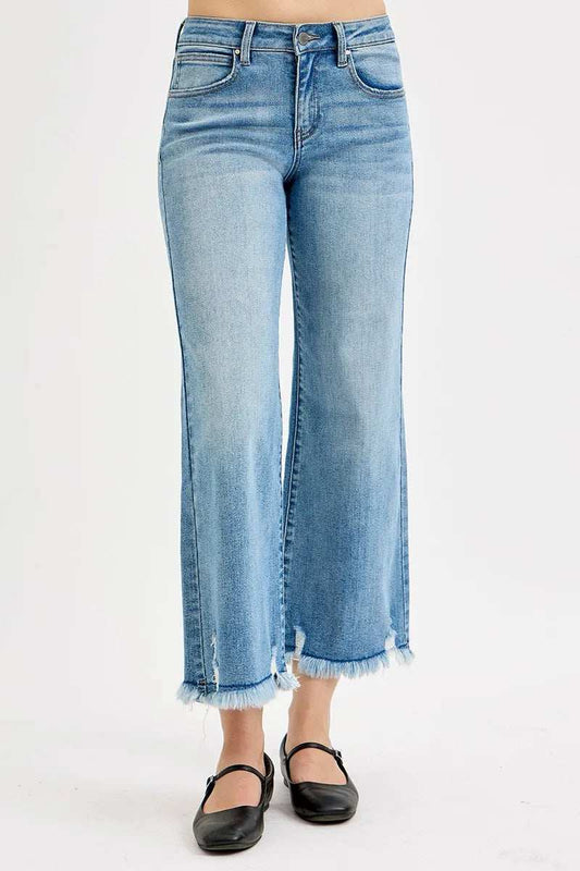 RISEN Full Size Mid Rise Crop Wide Leg Jeans Plus Size - Trendsi - Flyclothing LLC