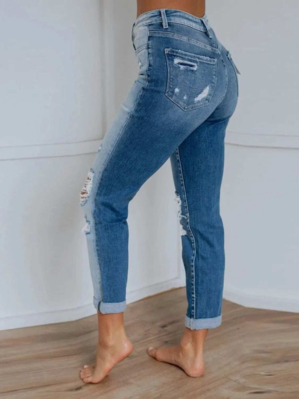 Distressed Jeans with Pockets - Trendsi - Flyclothing LLC