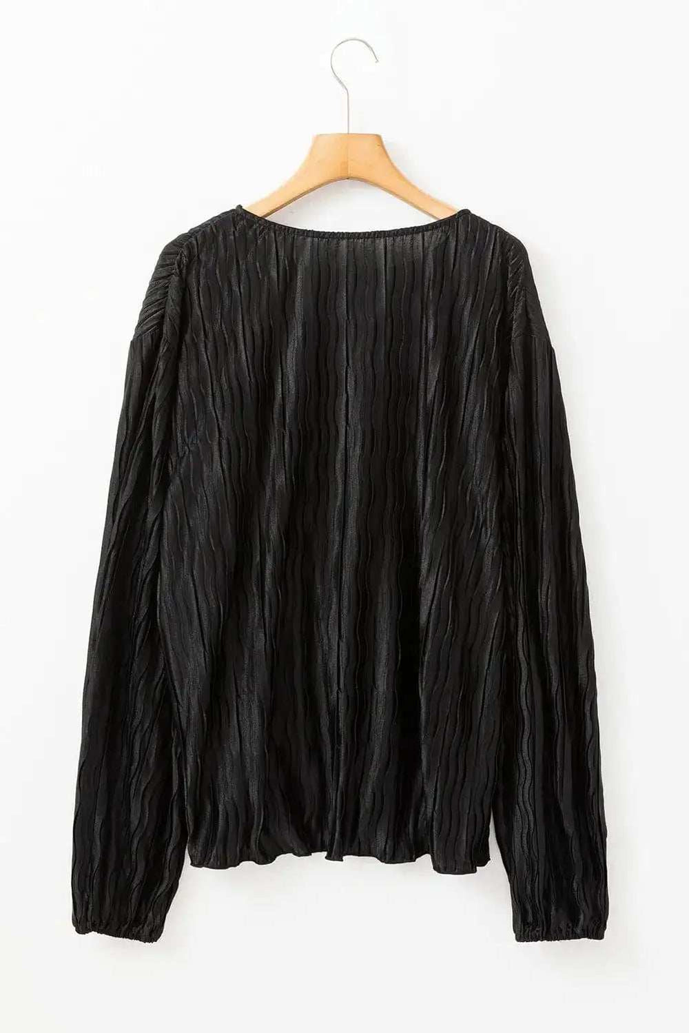 Tie Neck Long Sleeve Blouse - Trendsi - Flyclothing LLC