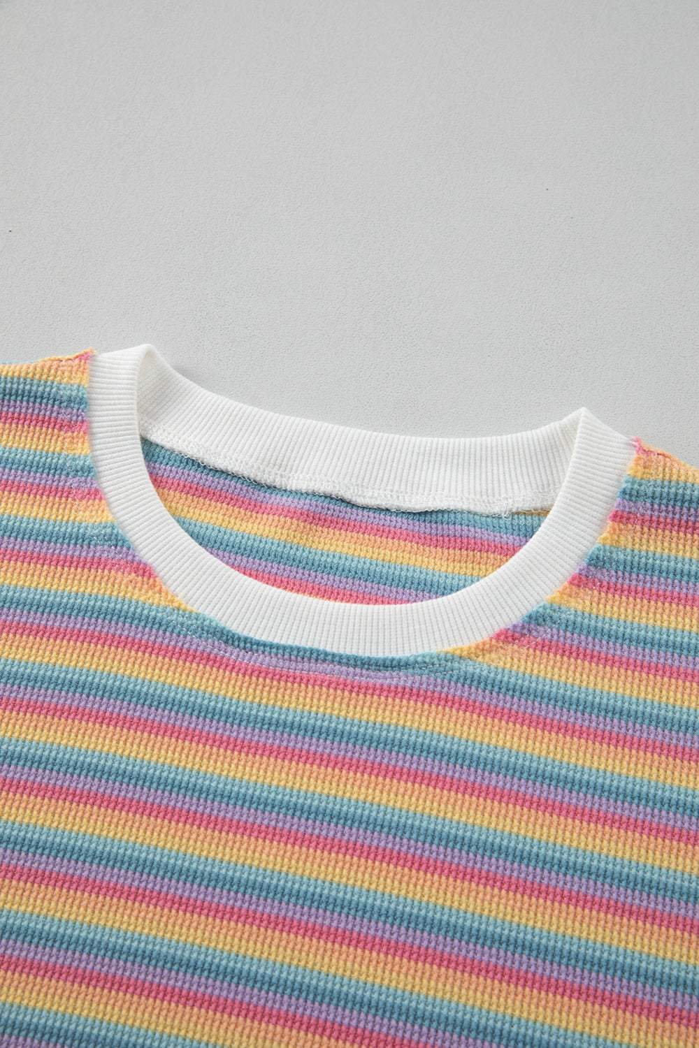 Striped Round Neck Top and Shorts Set - Trendsi - Flyclothing LLC