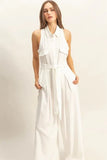 HYFVE Sleeveless Tie Waist Wide Leg Jumpsuit - Trendsi