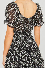 Love Tree Ditsy Floral Short Sleeve Romper - Trendsi