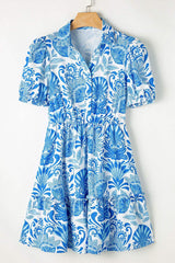 Tiered Printed Short Sleeve Mini Dress - Trendsi - Flyclothing LLC