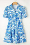 Tiered Printed Short Sleeve Mini Dress - Trendsi - Flyclothing LLC