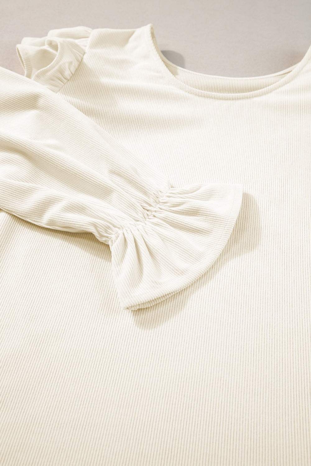 Ruffled Round Neck Flounce Sleeve Top - Trendsi - Flyclothing LLC
