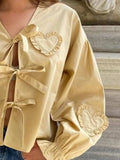 Tied Flounce Sleeve Blouse - Trendsi - Flyclothing LLC