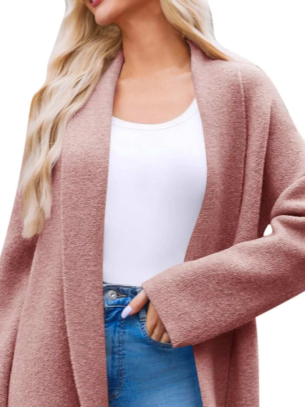 Open Front Longline Coat - Trendsi - Flyclothing LLC