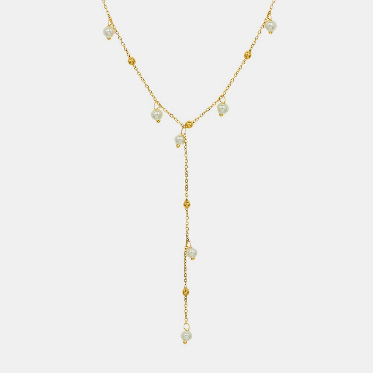 18K Gold-Plated Pearl Drop Necklace - Trendsi