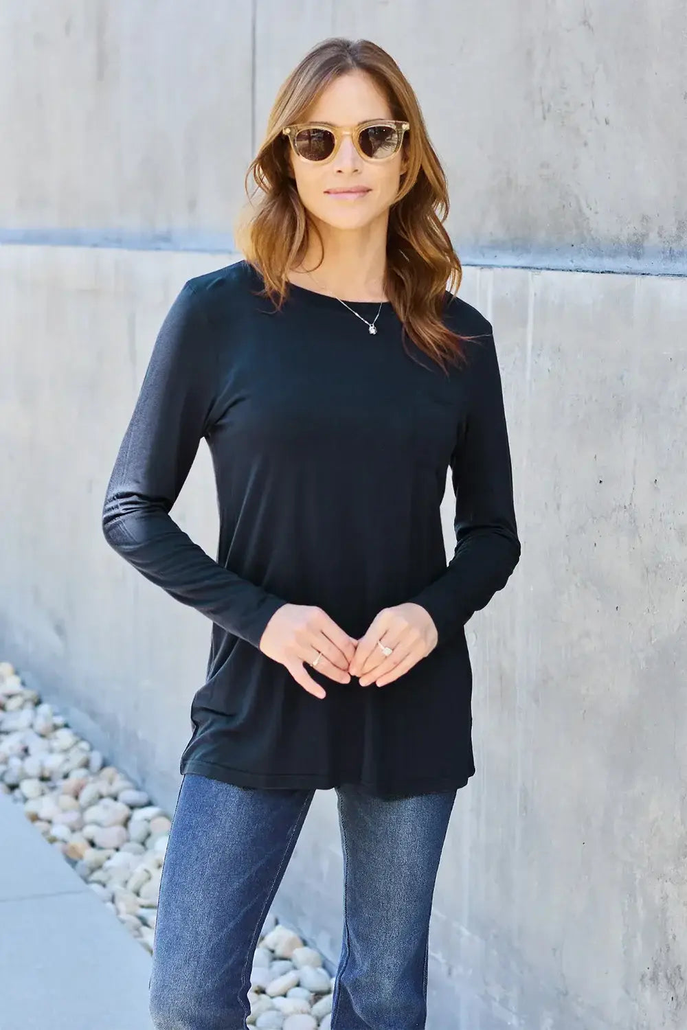 Basic Bae Full Size Round Neck Long Sleeve Top - ShopBasicbae - Flyclothing LLC