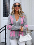 Flower Open Front Long Sleeve Cardigan - Trendsi - Flyclothing LLC