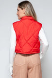 Snobbish Snap Down Quilted Crop Vest - Trendsi