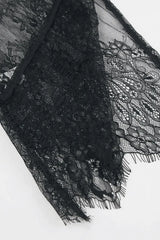 Fringe Round Neck Long Sleeve Lace Sheer Top - Trendsi - Flyclothing LLC